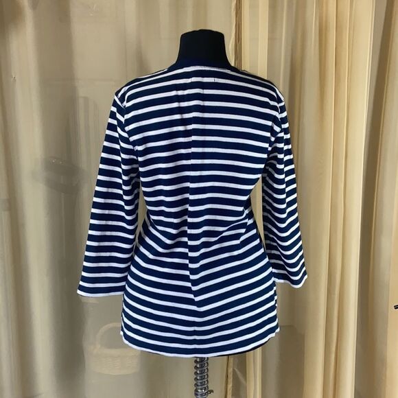 Karen Scott Women Blouse Stripes Size ML - Picture 6 of 10